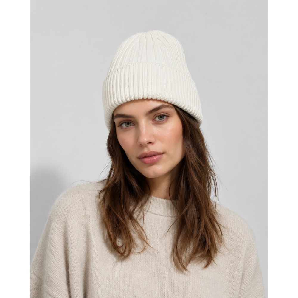 Uniqlo Heattech Ribbed Beanie Off White Ivory Knit Hat One Size New